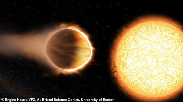 Un estudio sugiere que los exoplanetas cercanos a sus estrellas pueden retener una atmósfera espesa llena de agua.  Arriba, una ilustración de un artista del exoplaneta WASP-121b, que parece tener agua en su atmósfera.