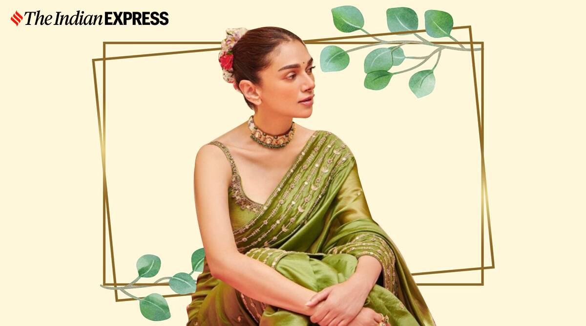 No podemos apartar la vista de Aditi Rao Hydari con este sari de organza de seda verde
