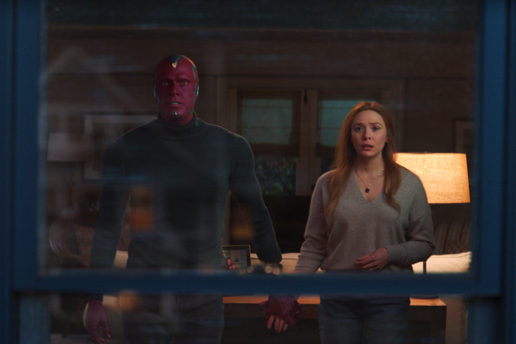 Paul Bettany and Elizabeth Olsen in the series finale of 'WandaVision.'