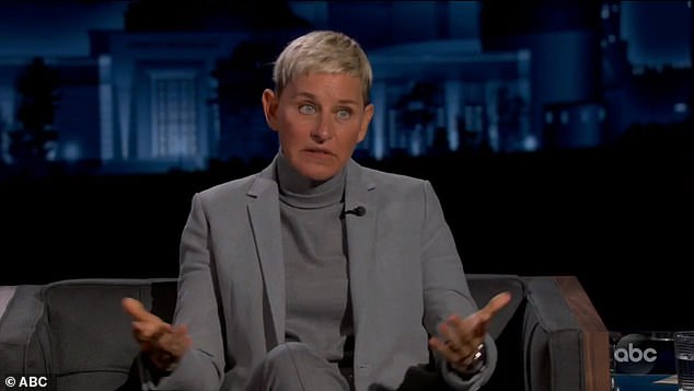 Negocio arriesgado: Ellen DeGeneres, de 63 años, le dijo a Jimmy Kimmel el martes que había tomado tres 'tragos de marihuana' antes de llevar a su esposa a la sala de emergencias, lo que enfureció a algunos usuarios de las redes sociales.