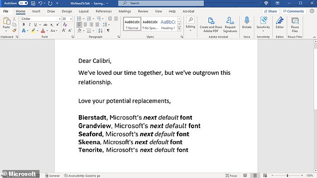 Microsoft ha anunciado que está reemplazando a Calibri con uno de los cinco posibles reemplazos
