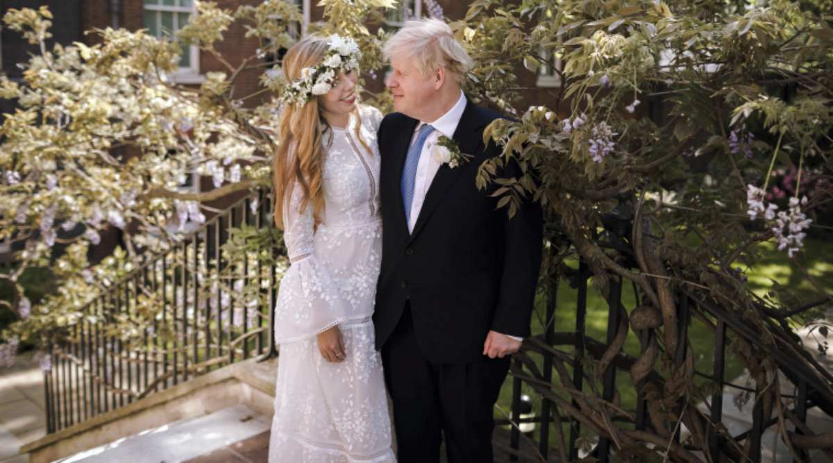 Boris Johnson and Carrie Symonds, Boris Johnson and Carrie Symonds wedding photo, Boris Johnson and Carrie Symonds wedding photo, indian express, indian express news