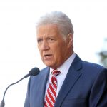 HOLLYWOOD, CALIFORNIA - NOVEMBER 01:  Alex Trebek speaks at the ceremony honoring Harry Friedman with a Star on The Hollywood Walk of Fame held on November 01, 2019 in Hollywood, California. (Photo by Michael Tran/FilmMagic)