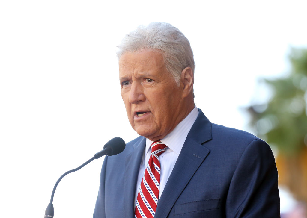 HOLLYWOOD, CALIFORNIA - NOVEMBER 01:  Alex Trebek speaks at the ceremony honoring Harry Friedman with a Star on The Hollywood Walk of Fame held on November 01, 2019 in Hollywood, California. (Photo by Michael Tran/FilmMagic)