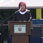 Abrar Omeish, el único miembro musulmán de una junta escolar en Virginia, les dijo a los estudiantes graduados de Justice High School que recordaran la 'yihad' de su educación al comienzo el 7 de junio.