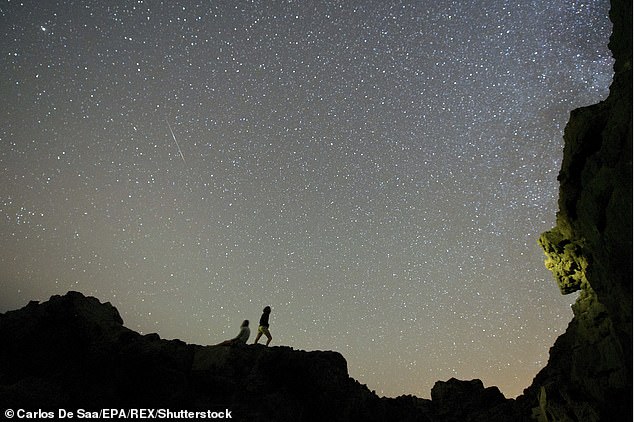 La lluvia de meteoros Delta Aquariids alcanzará su punto máximo el miércoles por la noche, proporcionando al Reino Unido un espectáculo de luces de hasta 20 'estrellas fugaces' cada hora.  En la imagen: un meteoro de las Delta Acuáridas atraviesa el cielo nocturno sobre las Islas Canarias en 2014