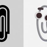 El nuevo emoji de Clippy (derecha) reemplazará a un emoji de clip bastante aburrido, largo y plano (izquierda) en Office