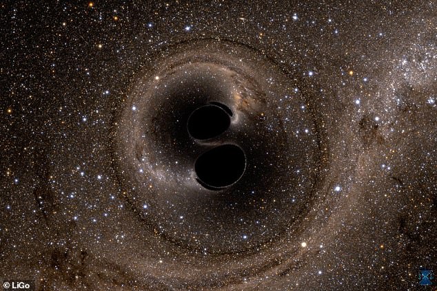 El equipo hizo este avance utilizando datos de GW150914, las primeras ondas gravitacionales detectadas, que fueron creadas por dos agujeros negros inspiradores (impresión artística) que formaron uno nuevo, un par que liberó una gran cantidad de energía ondulante a través del espacio-tiempo.