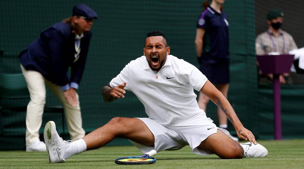 Nick Kyrgios, Nick Kyrgios wimbledon 2021, Nick Kyrgios vs ugo humbert, nick kyrgios grass court england, nick kyrgios angry, wimbledon 2021 grass issues