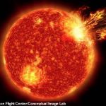 Ilustración de cómo pudo haber sido el sol hace cuatro mil millones de años, en la época en que se desarrolló la vida en la Tierra