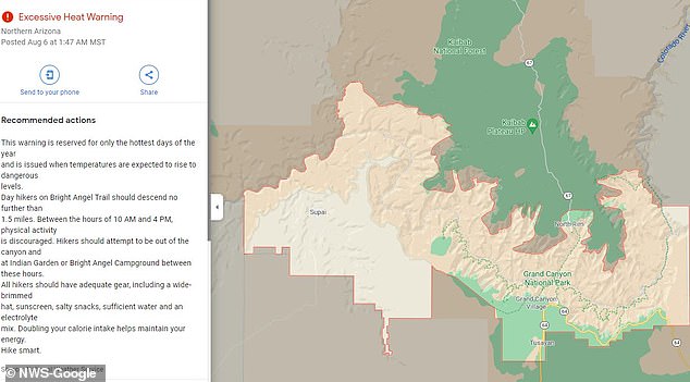 Se advierte a los turistas que se mantengan fuera del Gran Cañón mientras la ola de calor convierte la atracción en un caldero de 115F

