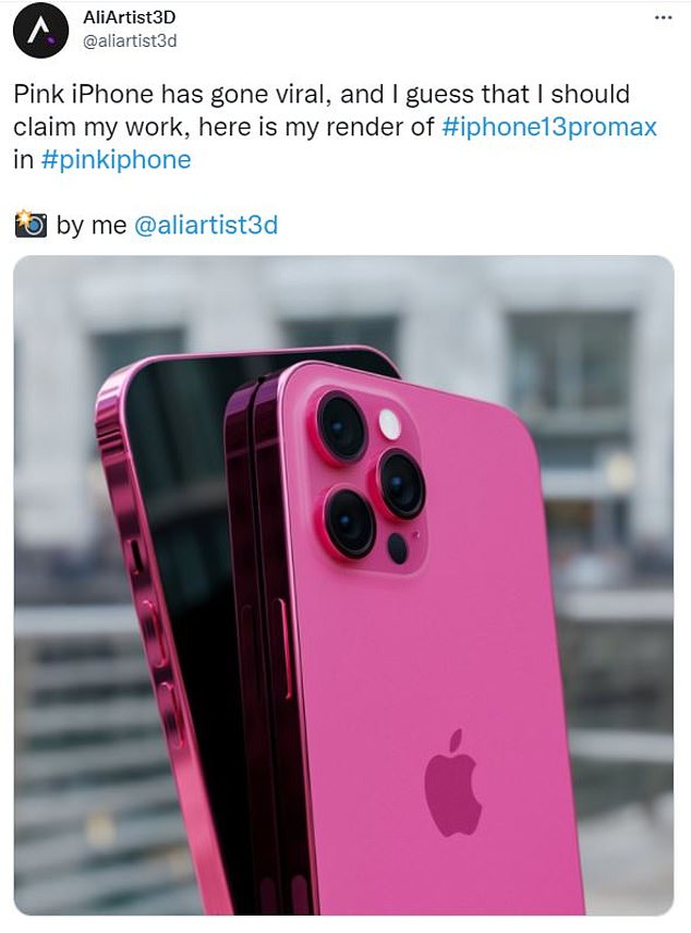 En la imagen: una representación del aspecto que podría tener el iPhone 13 rosado de Apple.  Además de los nuevos colores, el nuevo dispositivo puede ser más grueso para acomodar una batería más grande.