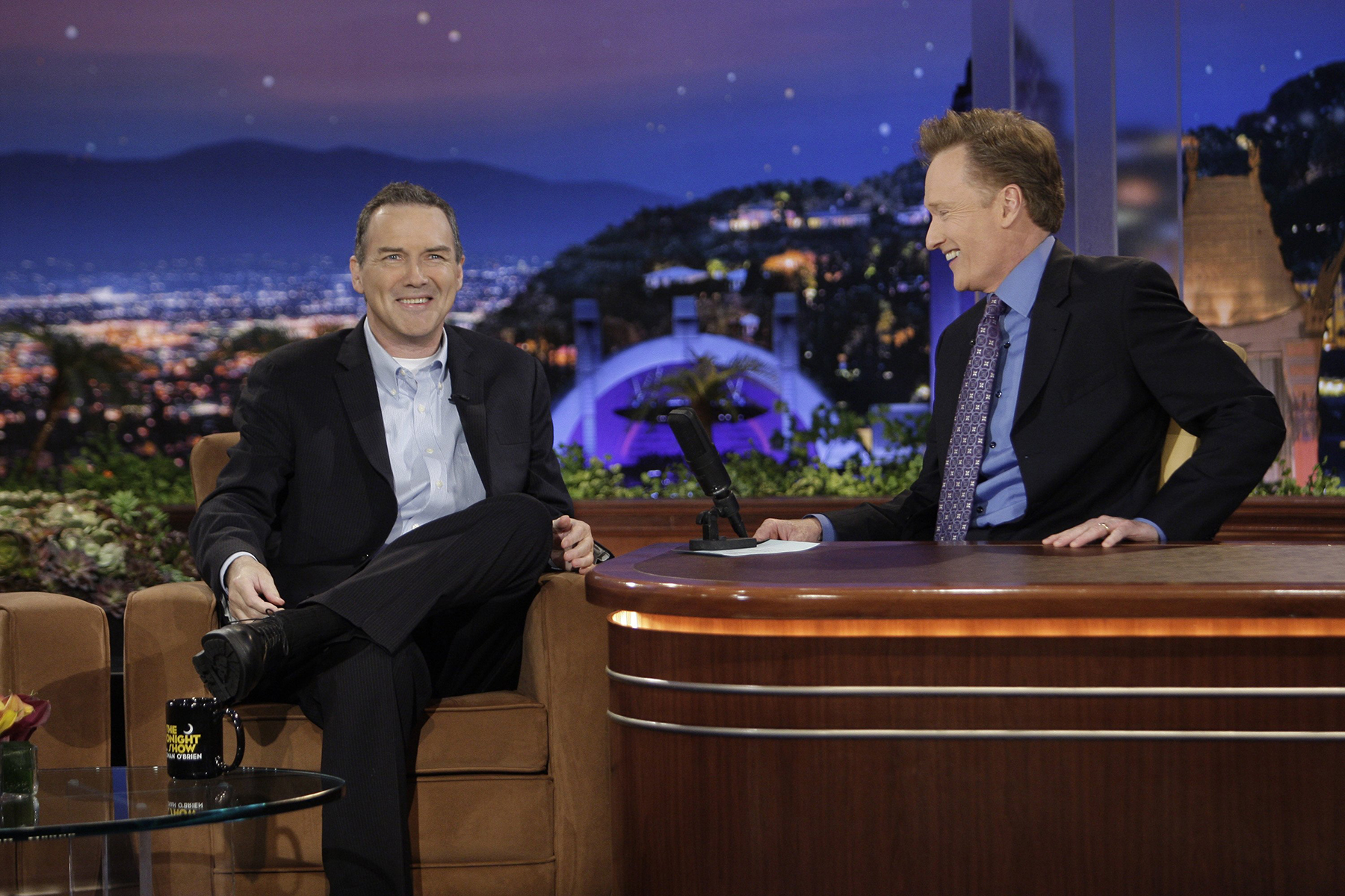 THE TONIGHT SHOW WITH CONAN O’BRIEN -- Episode 9 -- Air Date 06/11/2009 -- Pictured: (l-r) Comedian Norm Macdonald during an interview with host Conan O'Brien on June 11, 2009 -- Photo by: Paul Drinkwater/NBCU Photo Bank