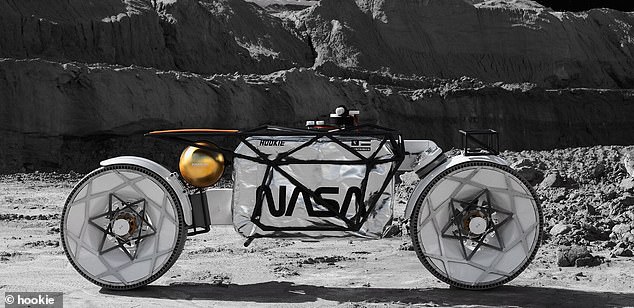 Nuevas ruedas: la empresa alemana de diseño de motores Hookie ha presentado un concepto de motocicleta que podría permitir a los futuros astronautas cruzar la luna a 15 km / h.