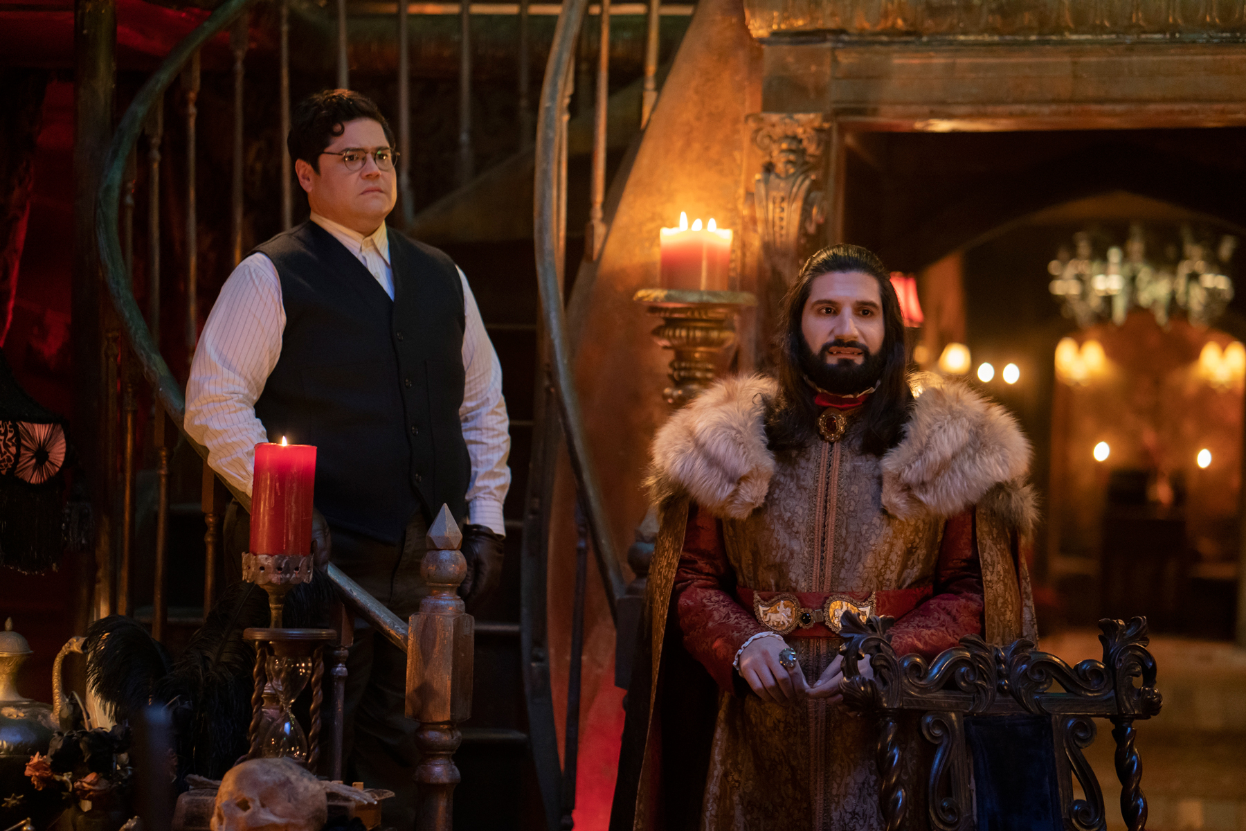 “WHAT WE DO IN THE SHADOWS” -- “The Portrait” --  Season 3, Episode 10 (Airs October 28) — Pictured: Harvey Guillén as Guillermo, Kayvan Novak as Nandor.  CR: Russ Martin/FX