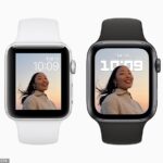 El Apple Watch Series 7 (derecha), aunque está repleto de nuevas funciones, tiene un nuevo aspecto de su predecesor con bordes estrechos alrededor de la cara que permiten una visualización casi en pantalla completa, lo que lo hace un 20 por ciento más grande que el Serie 6 (izquierda)