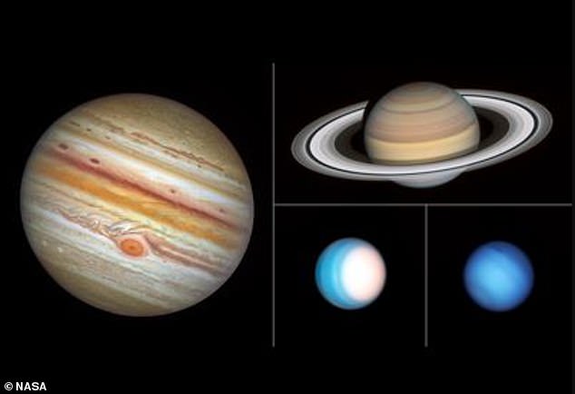 El telescopio Hubble publicó nuevas imágenes de los gigantes gaseosos del sistema solar.  Muestran cambios drásticos en las atmósferas de Júpiter, Saturno, Urano y Neptuno.