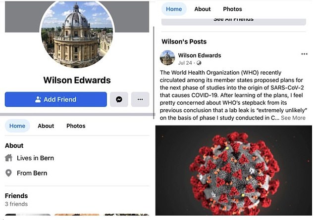 Facebook ha eliminado 500 cuentas utilizadas por China para difundir afirmaciones falsas del 'biólogo suizo' Wilson Edwards Covid-19 y propaganda anti-estadounidense