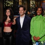 SATURDAY NIGHT LIVE -- Paul Rudd, Charli XCX Episode 1814 -- Pictured: (l-r) Musical guest Charli XCX, host Paul Rudd, and Ego Nwodim during promos in Studio 8H on Thursday, December 16, 2021 -- (Photo by: Rosalind OConnor/NBC/NBCU Photo Bank via Getty Images)