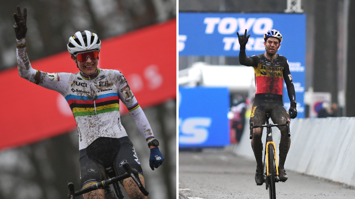 Wout van Aert y Lucinda Brand ganan las carreras de la Copa del Mundo de Dendermonde
