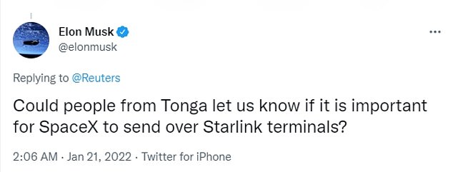 Elon Musk dijo que usaría SpaceX Starlink para llevar Internet a la pequeña nación insular de Tonga, pero luego retractó su oferta poco después de hacer la declaración.