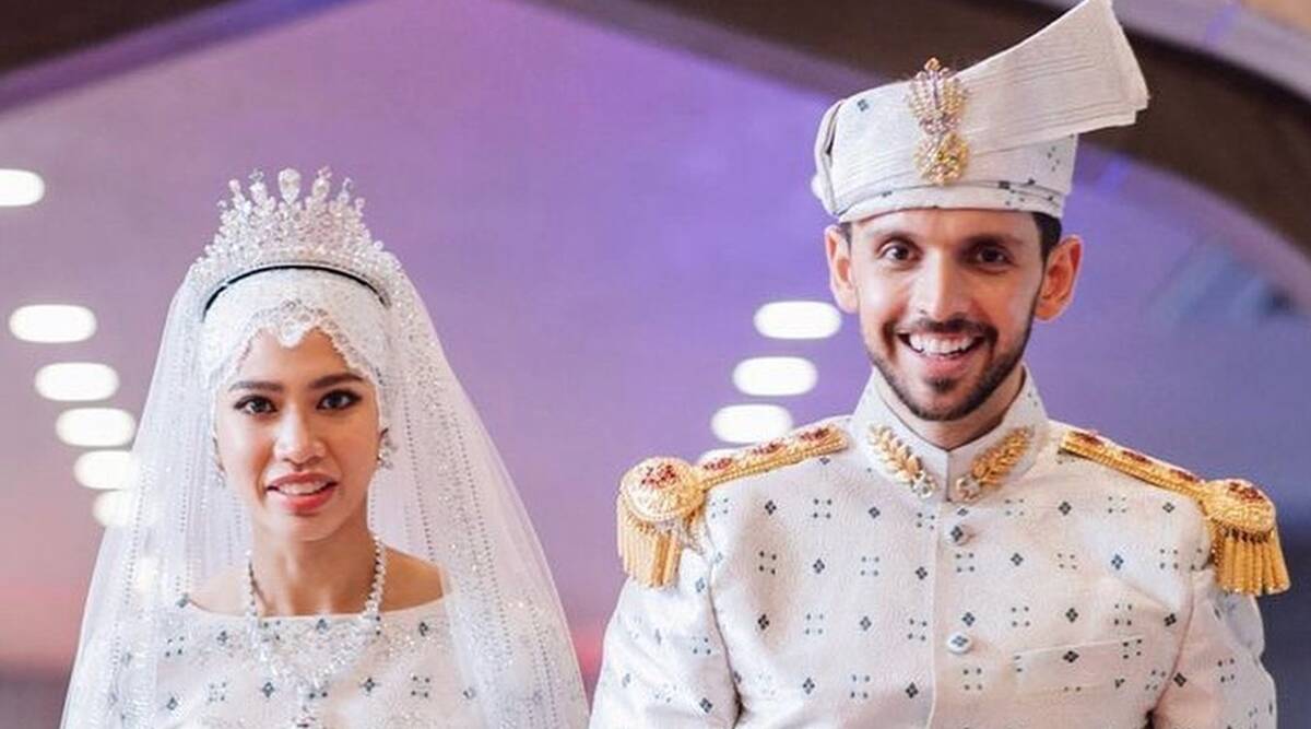 La hija del sultán de Brunei deslumbra en su boda;  toma prestadas magníficas tiaras de la reina Saleha