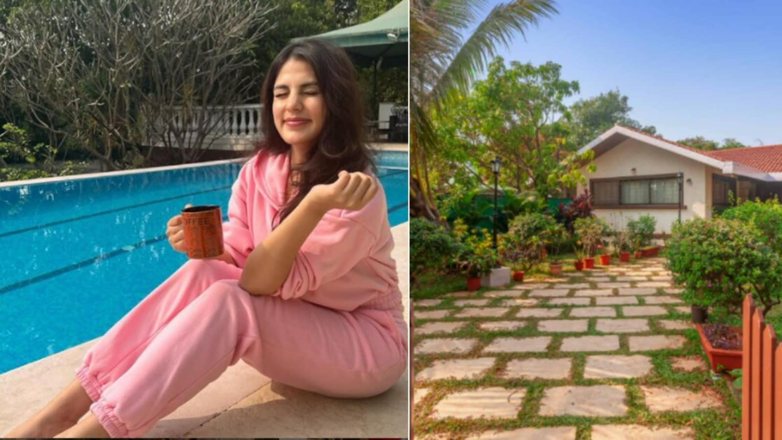 Rhea Chakraborty disfruta de unas lujosas vacaciones en Alibaug, haga un recorrido por su villa con piscina, huertos de mangos
