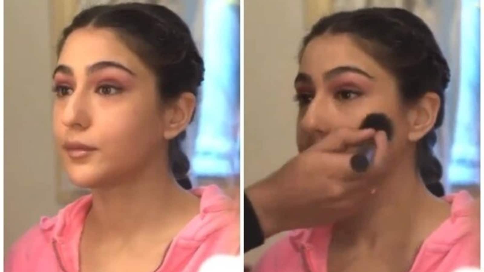 Sara Ali Khan se asusta cuando explota una bombilla durante su sesión de maquillaje.  Reloj