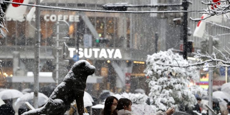 Tokio ve la primera nevada fuerte en 4 años, más de 50 personas heridas