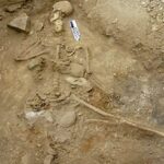 El pescador neolítico en el sitio de entierro.  Un pescador neolítico que murió hace 5.000 años y había sido enterrado en una fosa común en el norte de Chile, 'ahogado en agua salada', encontró una nueva prueba forense avanzada