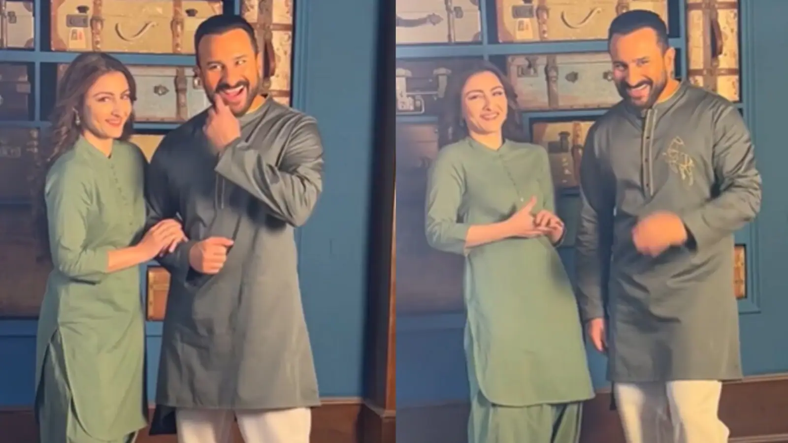  Soha Ali Khan, Saif Ali Khan se reúnen para una sesión de fotos.  Mira el divertido video de BTS
