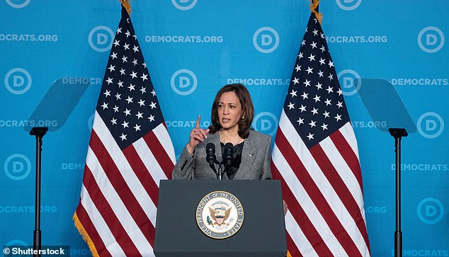 La vicepresidenta de los Estados Unidos, Kamala Harris, se dirige al Comité Nacional Demócrata (DNC) en Washington, DC