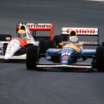 Nigel Mansell vendiendo el Williams en el que Ayrton Senna se montó en Silverstone