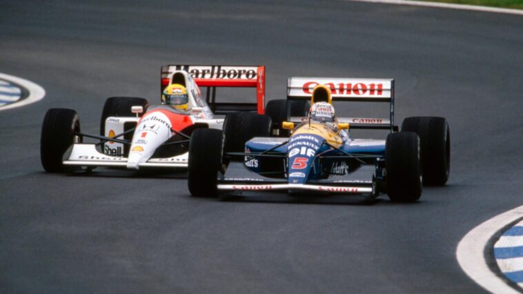 Nigel Mansell vendiendo el Williams en el que Ayrton Senna se montó en Silverstone