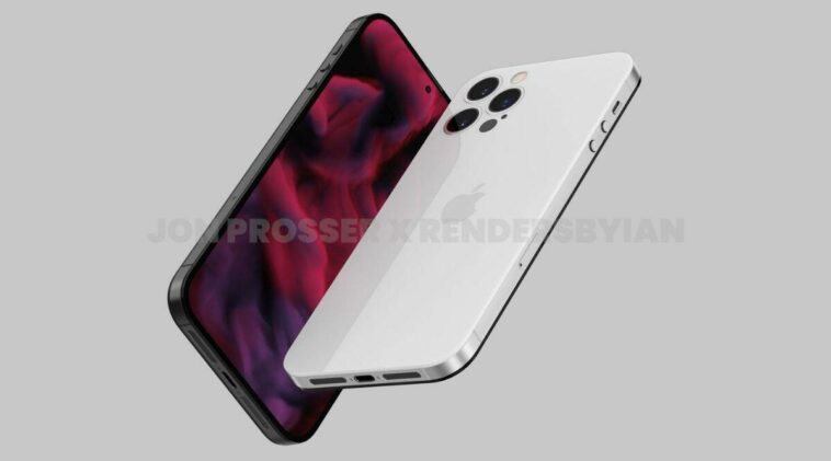A render of the iPhone 14 based on rumours reported by Jon Presser of Front page tech