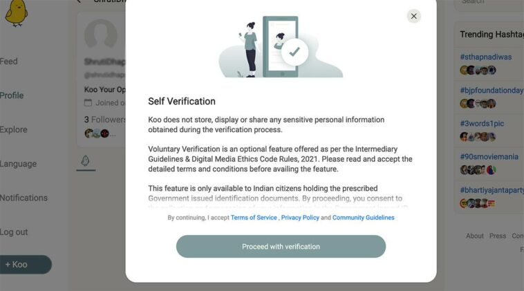 Koo, Koo self-verification, Koo self-verification feature, Koo app, Koo vs Twitter, Koo Aadhaar id