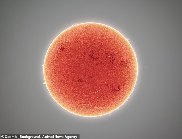 El astrofotógrafo estadounidense, Andrew McCarthy, eligió 30.000 fotografías para crear una imagen de mosaico que capturó el sol en alta definición desde Florencia, Arizona, EE. UU.