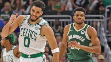 Celtics vs. Bucks: Jayson Tatum, Giannis Antetokounmpo van golpe por golpe en una pelea de peso pesado para la historia