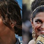 Deepika en Cannes 2022: el actor se roba el espectáculo con un sari de lentejuelas y un traje pantalón negro