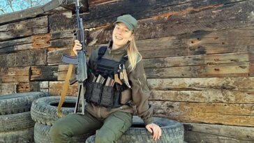 En primera línea: Kristina Dmitrenko, de 22 años, ahora está sirviendo en la Guardia Nacional de Ucrania