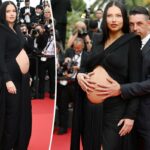 Embarazada Adriana Lima muestra panza en proyección de 'Top Gun'