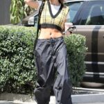 En exhibición: Hailey Bieber exhibió su barriga tonificada mientras se embarcaba en una carrera de batidos en Santa Mónica, California