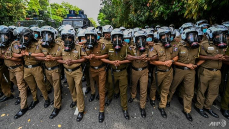 La policía de Sri Lanka lanza gas lacrimógeno a los estudiantes que protestan frente al parlamento