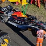 The Red Bull driven by Max Verstappen lifted away. Australia, April 2022.