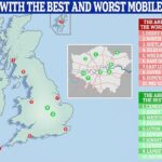 Los expertos han revelado las mejores y peores áreas de cobertura del Reino Unido, con siete de las diez áreas principales en Londres.