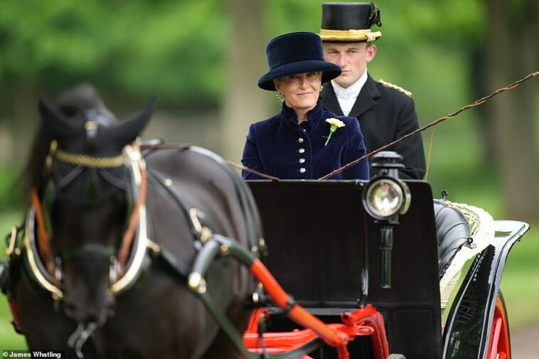 Sophie Wessex estaba muy animada hoy cuando se unió a su hija adolescente Lady Louise para participar en la conducción de un carruaje en el cuarto día del Royal Windsor Horse Show.