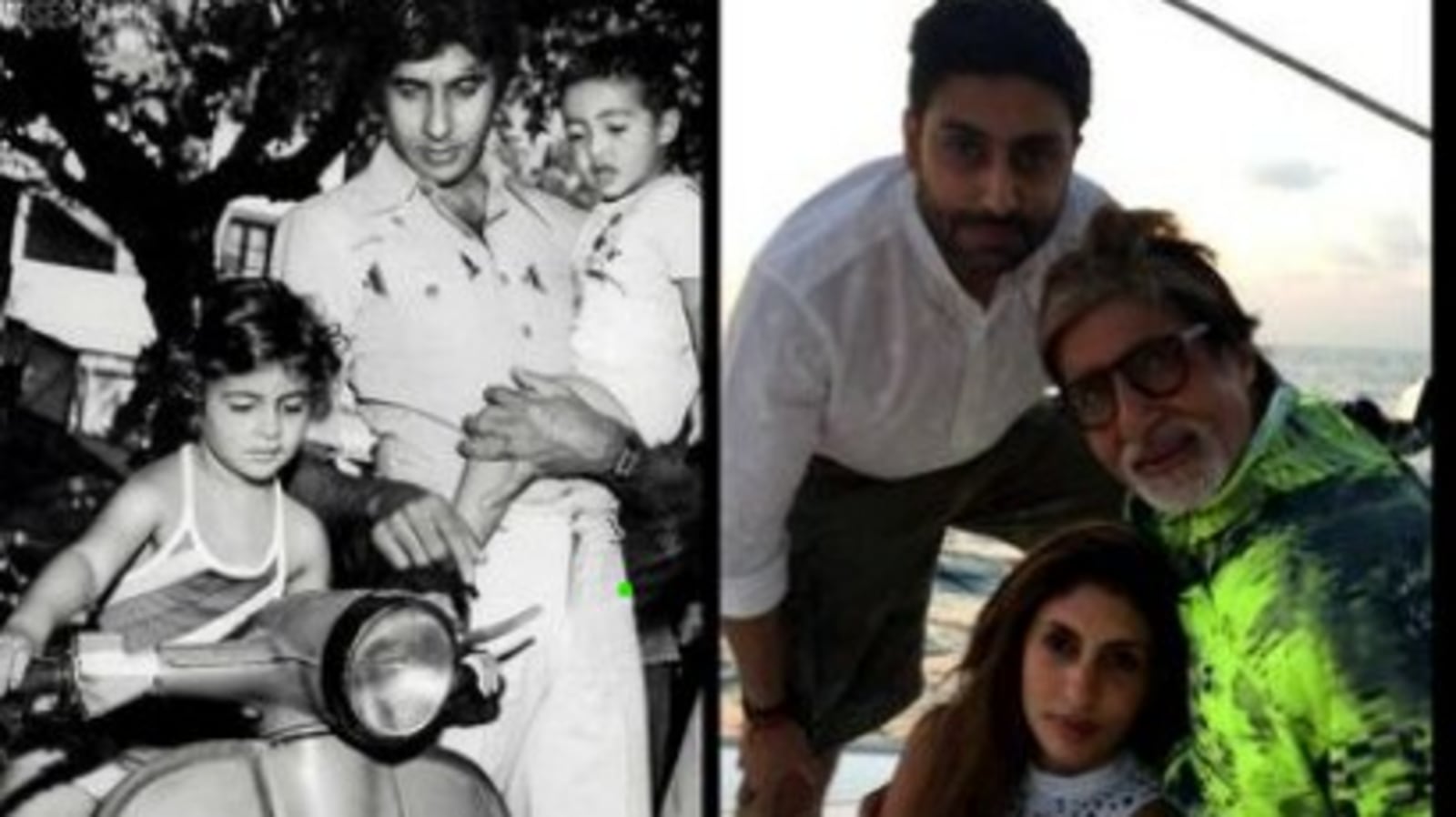  Amitabh Bachchan comparte fotos de antes y después con Abhishek Bachchan y Shweta Nanda, los fanáticos dicen 'goles del equipo'.  Ver publicación
