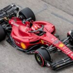 Aerial shot of Charles Leclerc in action in the F1-7. Italy April 2022