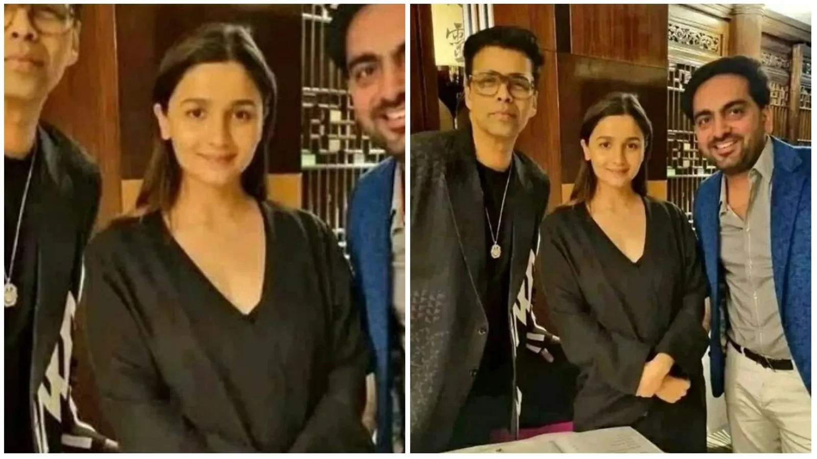  Alia Bhatt brilla sin maquillaje mientras posa de negro con Karan Johar durante una salida a Londres.  ver foto 
