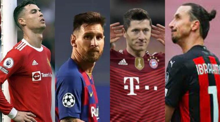 Footballers, Cristiano Ronaldo, Lionel Messi, Robert Lewandowski and Zlatan Ibrahimovic